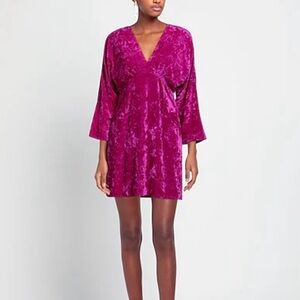 SANDRO Paris Velvet Mini Dress in The Color Garnet.